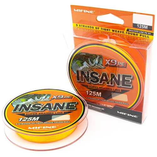Плетеный шнур для рыбалки MIFINE INSANE X9PE (125м); (d - 0,16мм); (тест - 18,3кг)