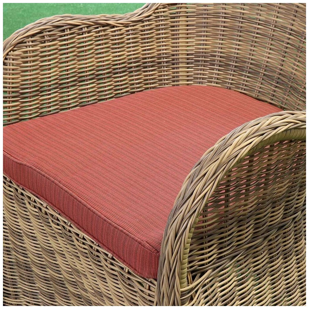 Мебель садовая Green Days, Милтон, бежевая, стол, 122х122х75 см, 4 кресла, подушка красная - фотография № 9