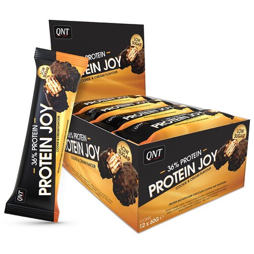 QNT Протеиновый батончик Protein Joy, вкус «Печенье и крем», 12 шт по 60 гр, QNT