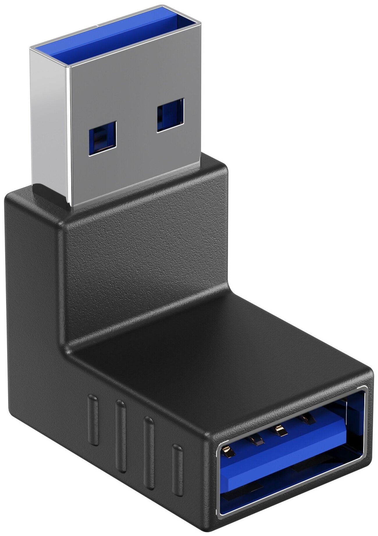 Адаптер-переходник GSMIN RT-51 (угловой 90°) USB 3.0 (F) - USB 3.0 (M) (Черный)