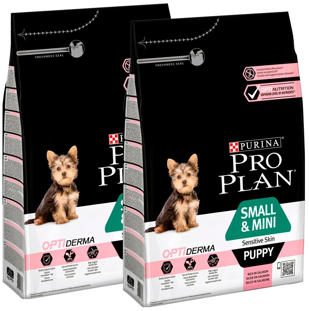 PRO PLAN OPTIDERMA PUPPY SMALL & MINI SENSITIVE SKIN для щенков маленьких пород с чувствительной кожей с лососем и рисом (3 + 3 кг)