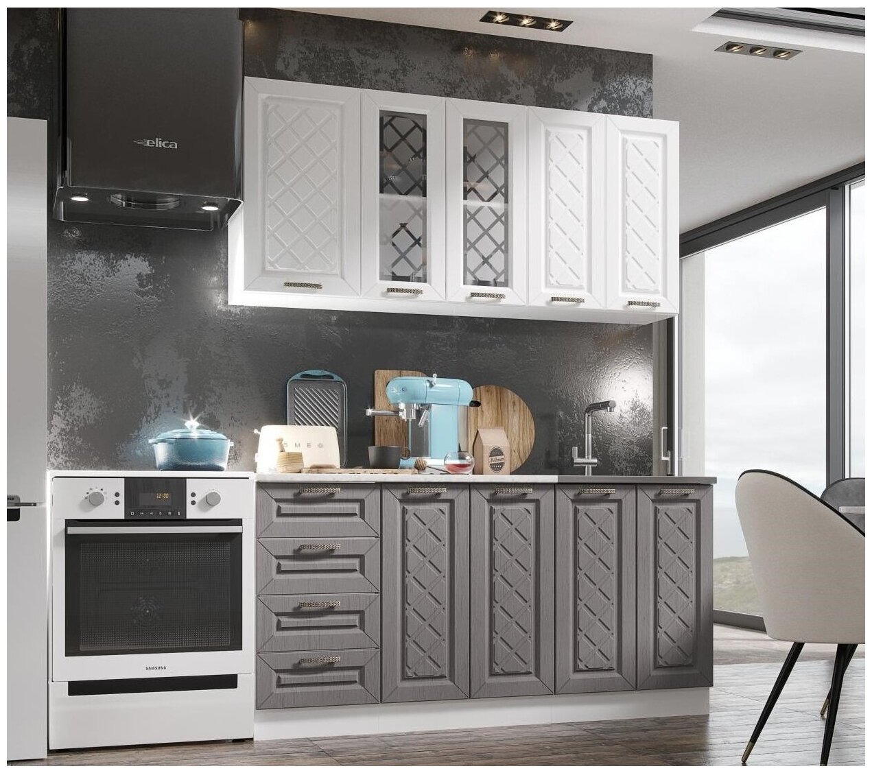 Кухня Агава 16м Акация белая/Трюфель (без столешницы)