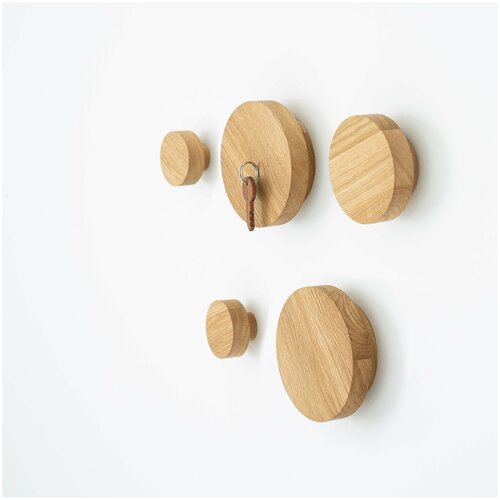 Комплект - крючки из дерева 5 шт разных размеров. Дизайнерское решение 3 в 1 крючок-ключница-вешалка.