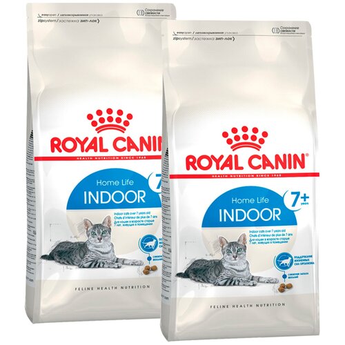 ROYAL CANIN INDOOR 7+ для пожилых кошек старше 7 лет живущих дома (0,4 + 0,4 кг) корм для кошек royal canin indoor 7 для домашних старше 7 лет сух 1 5кг