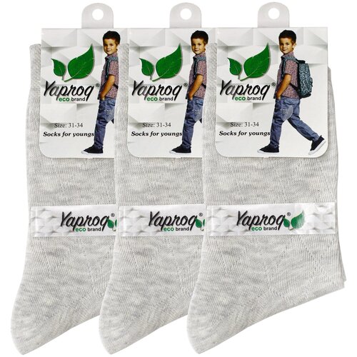 фото Носки yaproq комплект 3 пары подростковые классические, цвет серый, размер 31-34