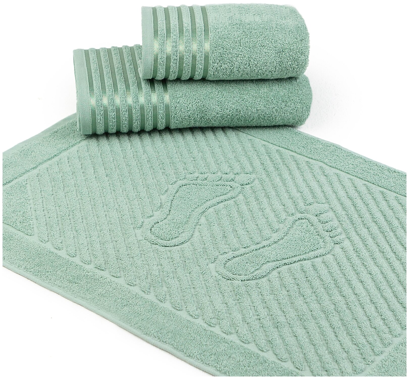 Полотенце-Коврик для ног Зеленый Чай из махровой ткани (100% хлопок), 50х70 - 1 шт - фотография № 4