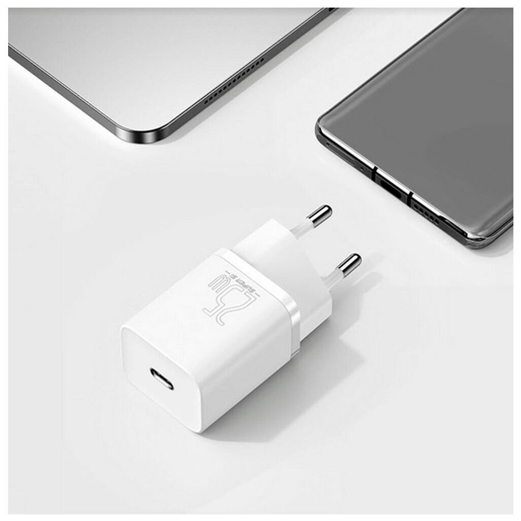 Зарядное устройство для телефона BASEUS Super Si USB-C + Кабель Type-C-Type-C 3A 25W черный