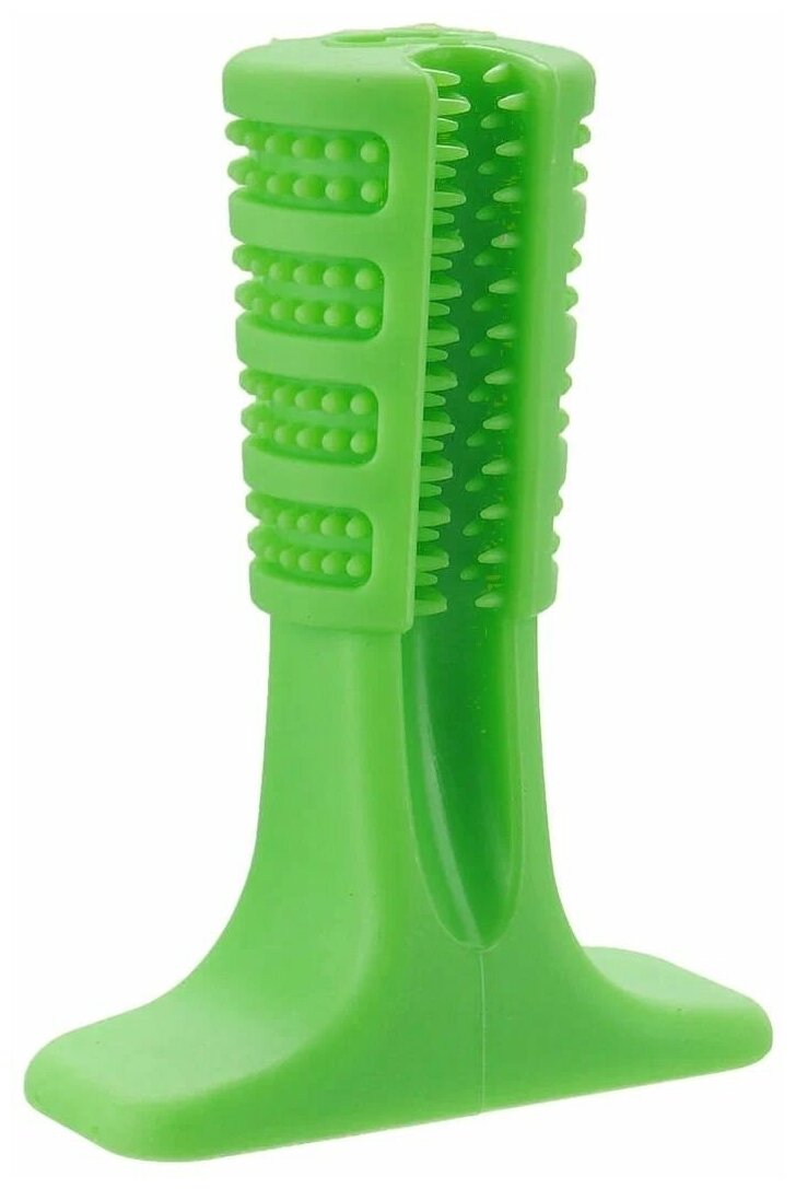 Игрушка жевательная зубная щетка для собак Haifisch, 7x10x3, зеленая - фотография № 3