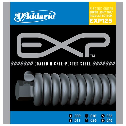 COATED NICKEL Струны для электрогитары Super Light Top/Regular Bottom 9-46 D'Addario EXP125