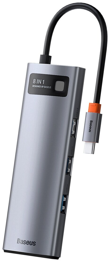 Хаб USB Baseus Metal Gleam Series 8-in-1 Multifunctional Type-C HUB Docking Station Grey CAHUB-CV0G