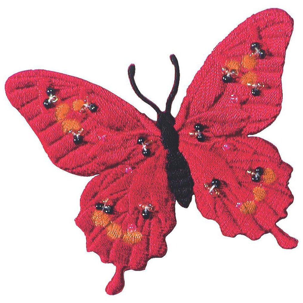 926163 Термоаппликация Бабочка, эксклюзивная, красный цв., с бусинами Prym - фото №4