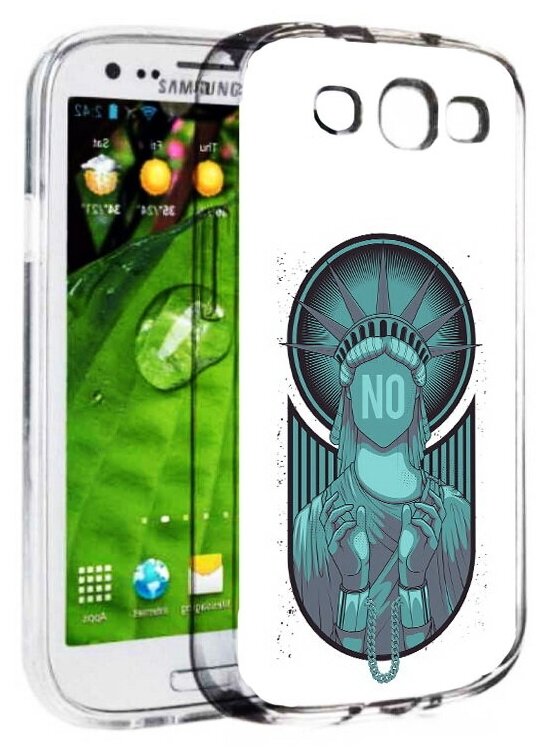 Чехол задняя-панель-накладка-бампер MyPads статуя свободы зеленый для Samsung Galaxy S3 GT-I9300/Duos GT-I9300I противоударный
