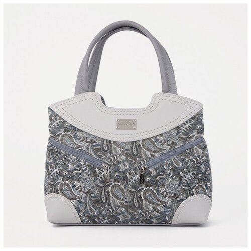 фото Сумка-тоут на молнии, цвет серый золотой дождь