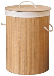 Корзина для белья из бамбука, короб с крышкой, бельевая корзинка, коробка для хранения вещей и грязного белья Homium for Home, Eco, размер 35*35*60см, круглая