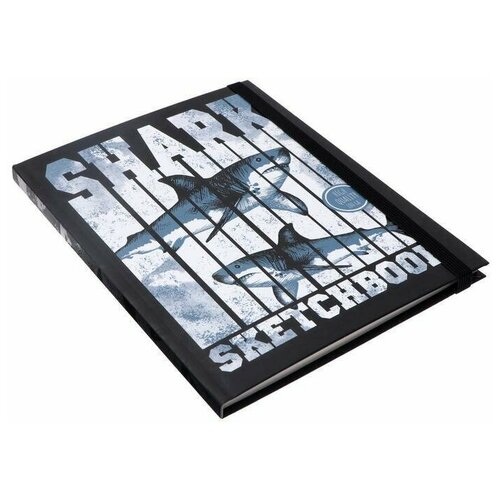 Скетчбук А5, 40 листов Shark, твёрдая обложка, матовая ламинация, выборочный лак, резинка, блок 100 г/м²