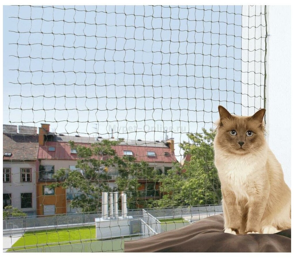 Защитная сетка для кошек, Trixie (усиленная, 2 х 1,5 м, оливковый, 44291) - фотография № 1