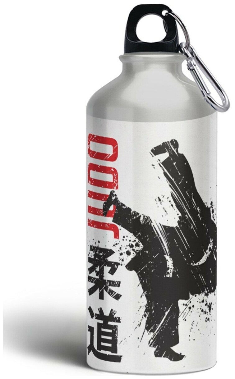 Бутылка спортивная, туристическая фляга, 500мл с карабином Дзюдо спорт - 91