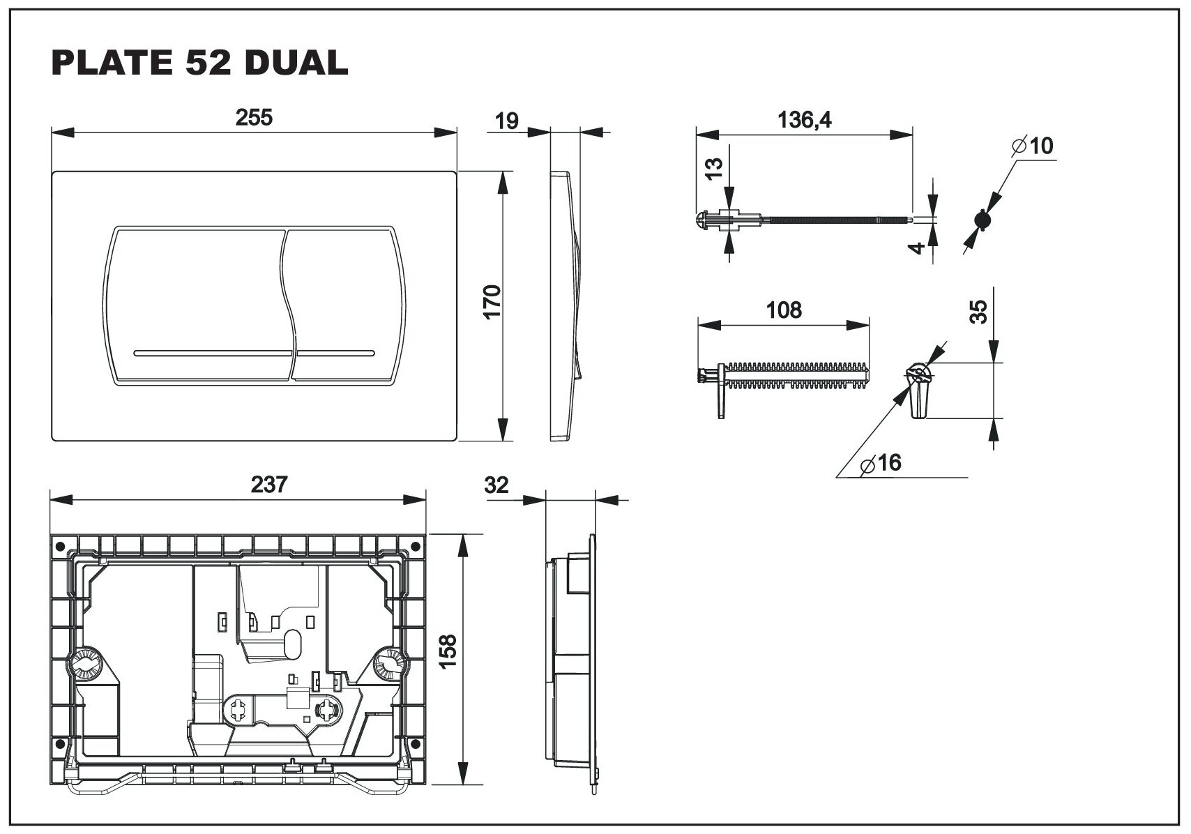 Клавиша смыва для унитаза Roca In-Wall Active 52B 8901150B1 глянцевый хром - фото №3