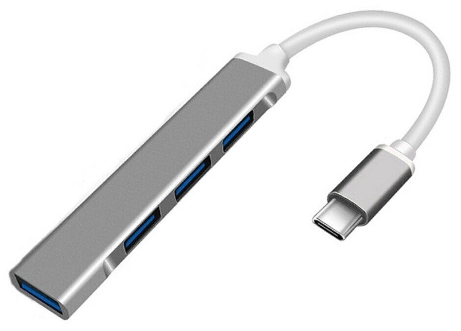 ORIENT CU-323, Type-C USB 3.0 (USB 3.1 Gen1)/USB 2.0 HUB 4 порта: 1xUSB3.0 + 3xUSB2.0, USB штекер тип С, алюминиевый корпус, серебристый (31235)