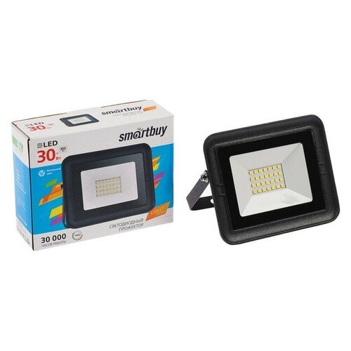 Прожектор светодиодный Smartbuy FL SMD LIGHT, 30 Вт, 6500 К, 2400 Лм, IP65, 118х35х90 мм