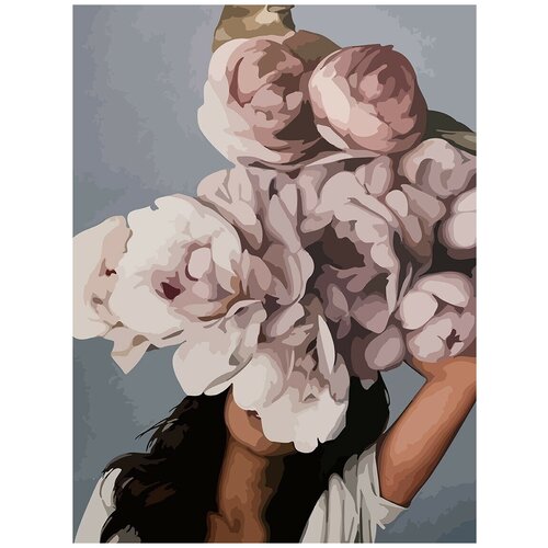 Картина по номерам на холсте Девушка (цветы, розы) - 8484 В 30x40 картина по номерам на холсте красочные цветы 8564 в 30x40