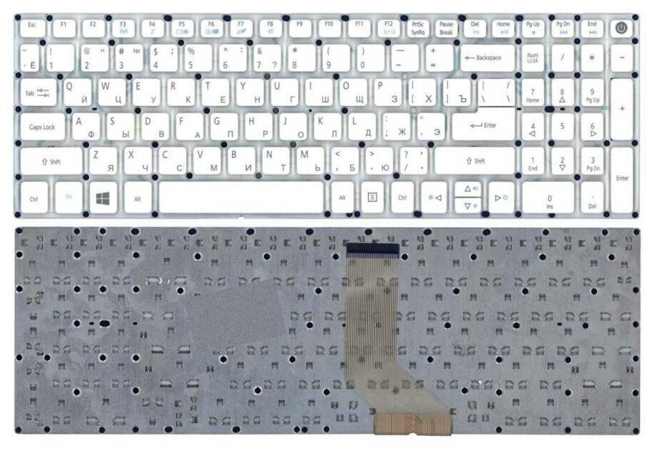 Клавиатура (keyboard) NK. I1513.006 для ноутбука Acer Aspire E5-573, E5-522G, V3-574G, E5-573, E5-573T, E5-532G, белый