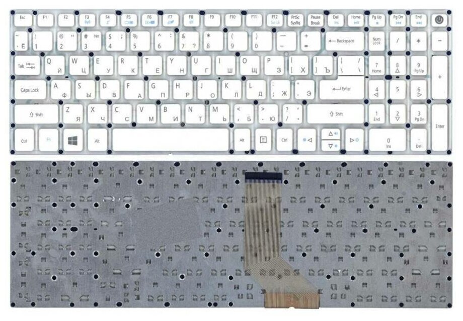 Клавиатура (keyboard) NK.I1513.006 для ноутбука Acer Aspire E5-573, E5-522G, V3-574G, E5-573, E5-573T, E5-532G, белая