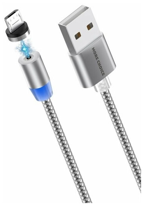 Кабель More choice K61Sm 1м Dark Grey Smart USB 3.0A для micro USB Magnetic серый - фото №2