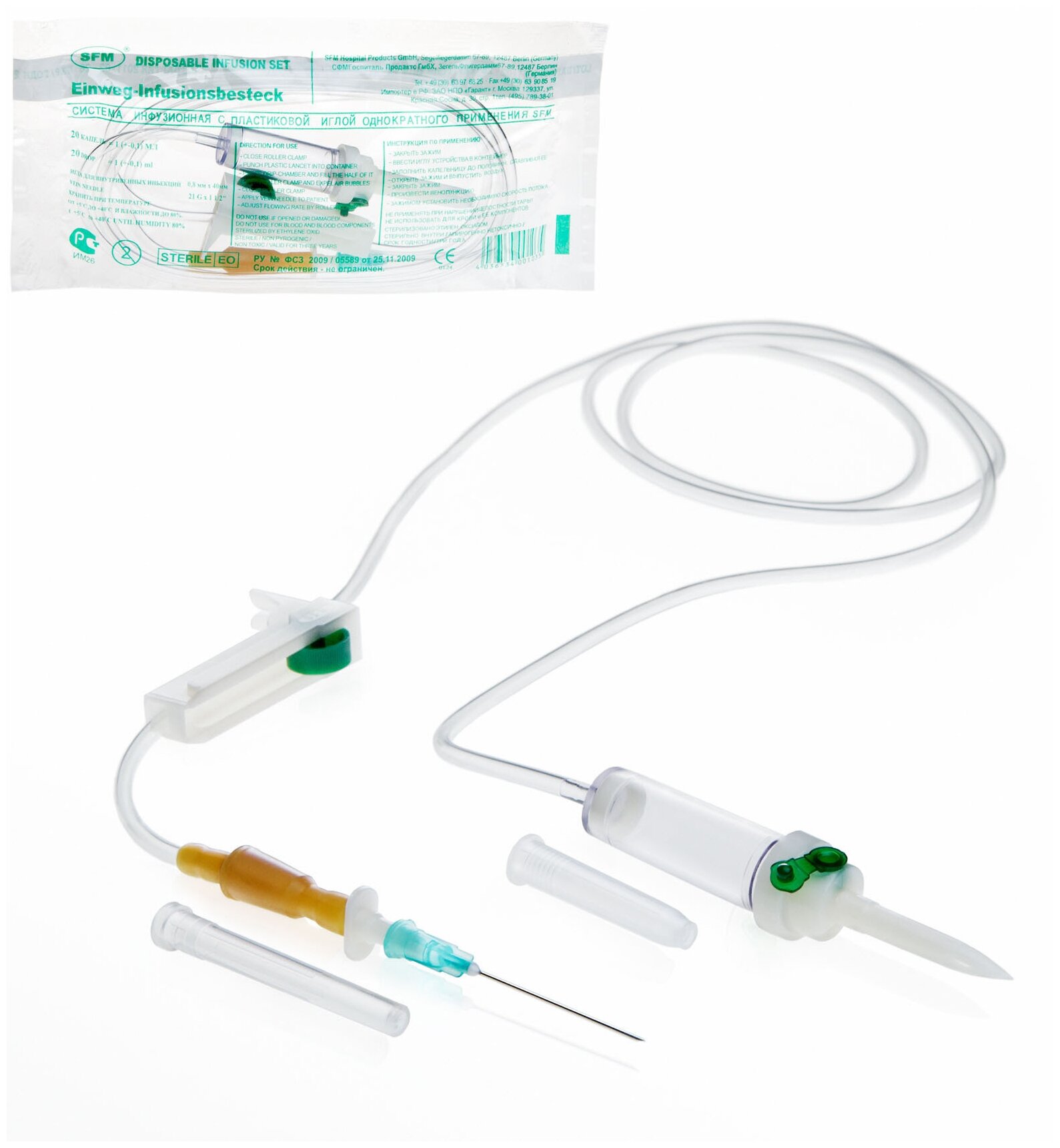 Система инфузионная для переливания растворов (пластиковый шип) игла 080 х 40 - 21G SFM Германия 5 шт