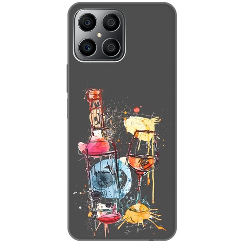 Матовый Soft Touch силиконовый чехол на Honor X8, Хонор Икс 8 с 3D принтом Aquarelle Wine черный матовый soft touch силиконовый чехол на honor 8 pro хонор 8 про с 3d принтом aquarelle wine черный