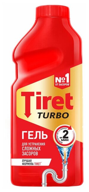 Гель Tiret Turbo для удаления засоров в канализационных трубах 500 мл (2 шт)