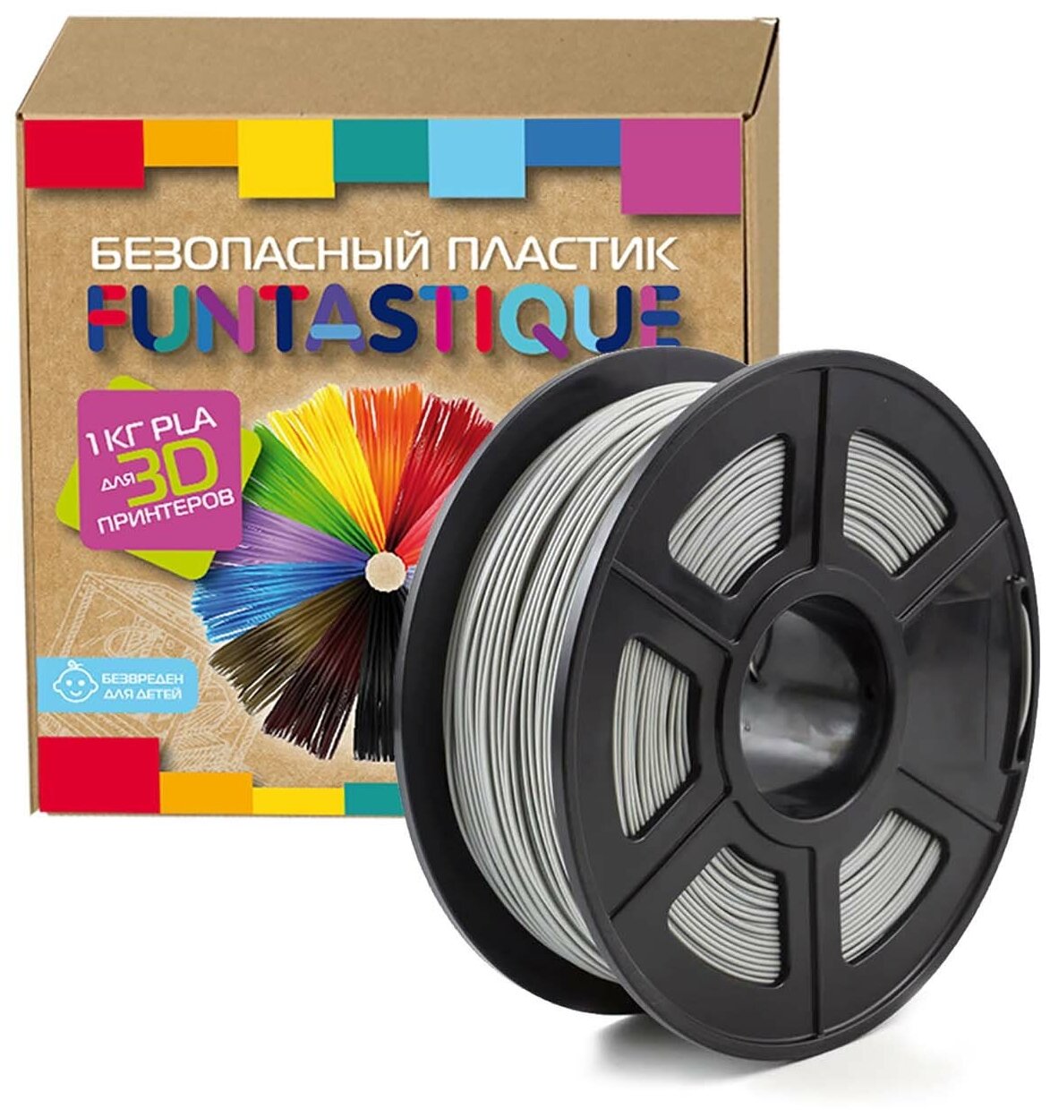 Пластик для 3D печати Funtastique PLA-1KG-GY Серый