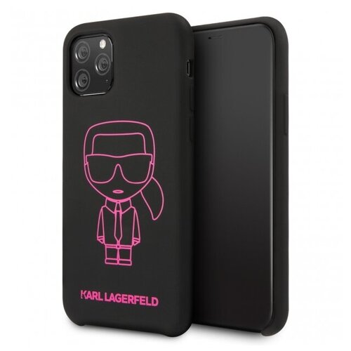  Lagerfeld  iPhone 11 Pro Liquid silicone Ikonik outlines Hard Black/Pink