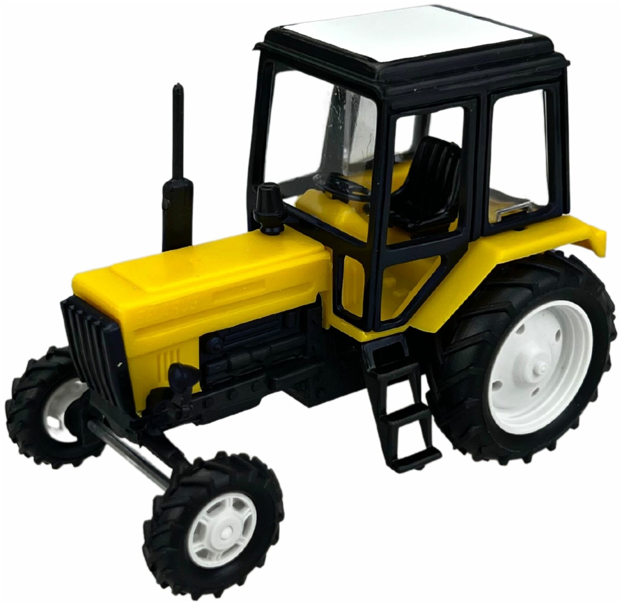фото Коллекционная модель, Трактор, желтый, машинка детская, игрушки для мальчиков, в подарок, масштаб 1/43, размер - 10 х 5 х 6,5 см