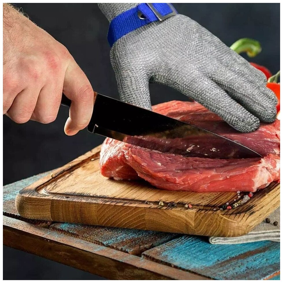 Перчатки L кольчужные для защиты рук при разделке мяса рыбы устриц размер L