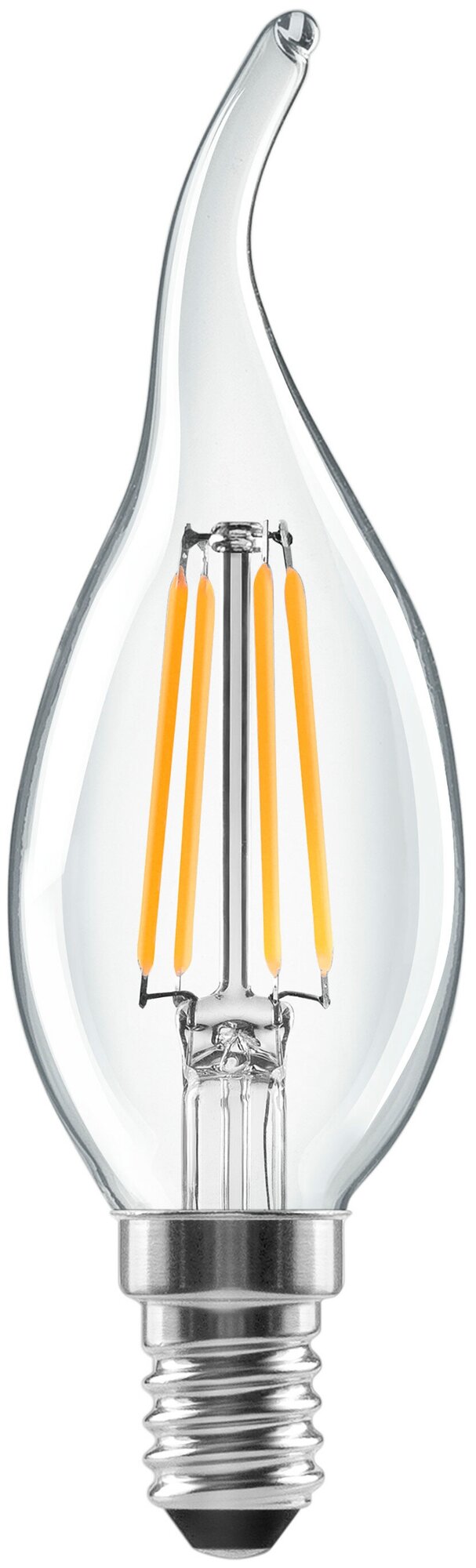 Лампа светодиодная Lexman E14 220-240 В 5 Вт свеча на ветру прозрачная 600 лм нейтральный белый свет