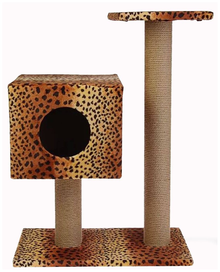 PerseiLine когтеточка-столбик "Кубизм" №4 (дом на подставке, 2 когтеточки, лежак), джут, 35х30х85 см