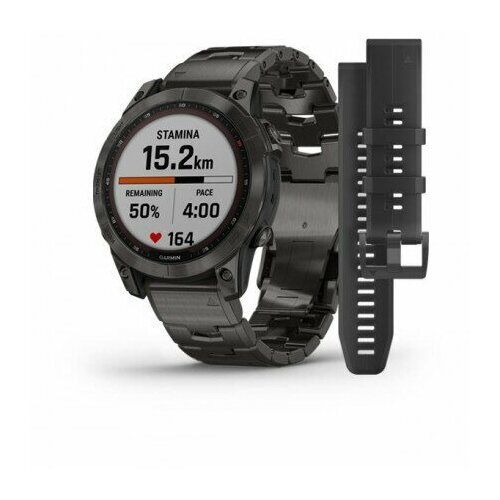 Garmin Fenix 7 Sapphire Solar титановый угольно-серый DLC с угольно-серым титановым DLC браслетом серый 10499000₽
