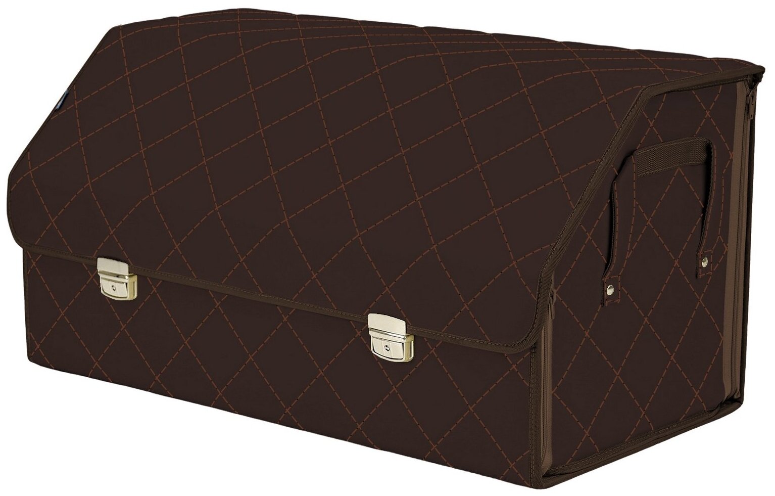 Органайзер-саквояж в багажник "Союз Премиум" (размер XL Plus). Цвет: коричневый с коричневой прострочкой Ромб.