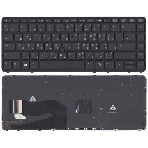 Клавиатура keyboard 736654-251 для ноутбука HP EliteBook 740 G1745 G1 750 G1 755 G1 840 G1 черная c рамкой с указателем и подсветкой 2262₽