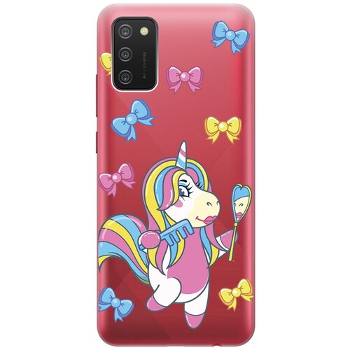 Силиконовый чехол с принтом Lady Unicorn для Samsung Galaxy A02s / Самсунг А02с силиконовый чехол с принтом fck pattern для samsung galaxy a02s самсунг а02с