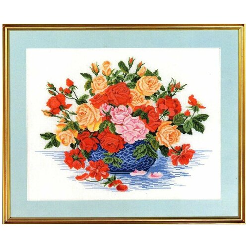 Набор для вышивания Eva Rosenstand 14-260 Букет роз в синей вазе