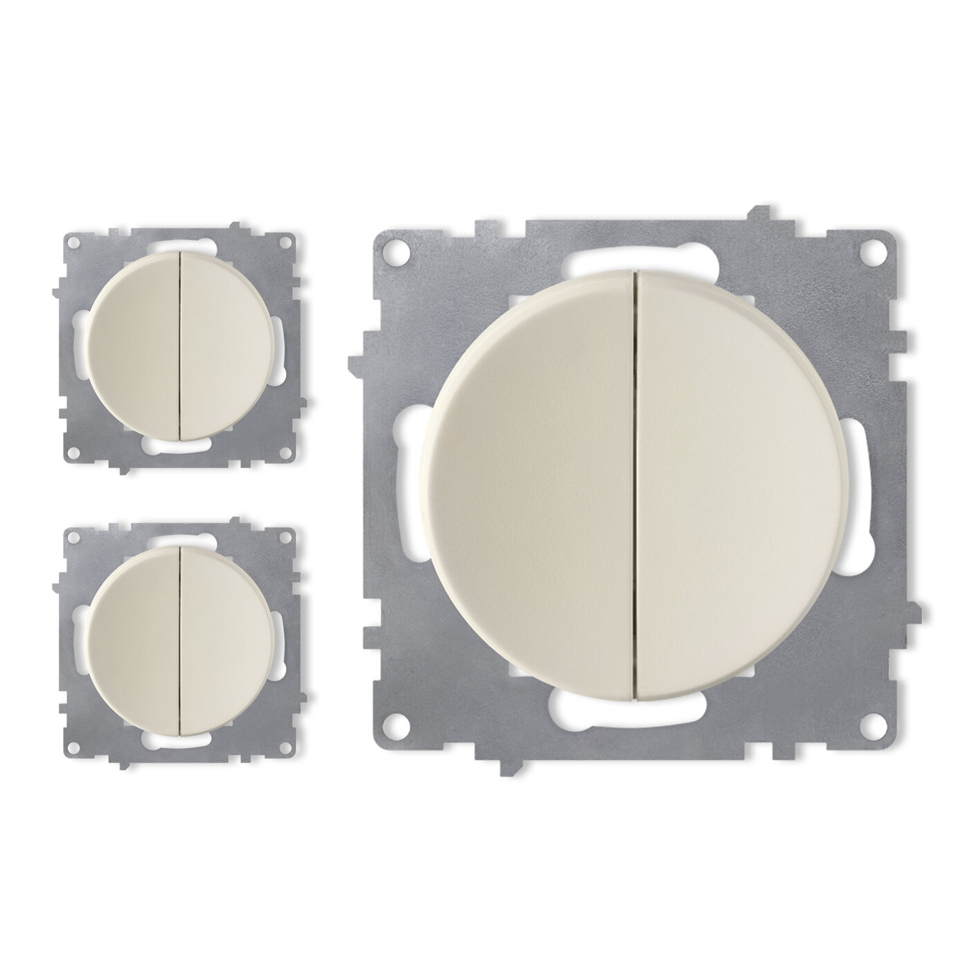 Комплект. Выключатель двухклавишный OneKeyElectro, цвет бежевый (3 шт.)