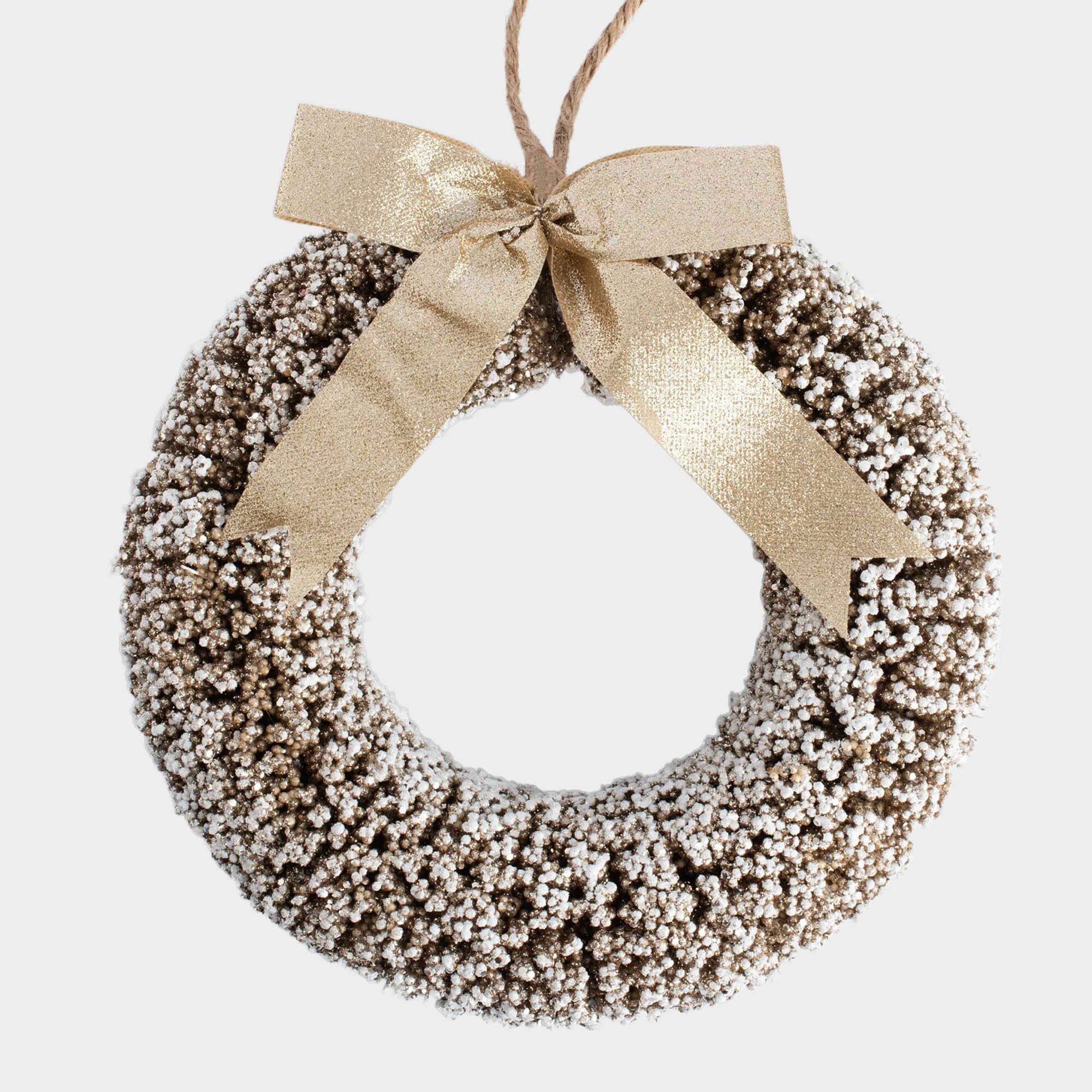 Венок декоративный 30 см пластик/металл шампань Иней на ветках Frosty sparks