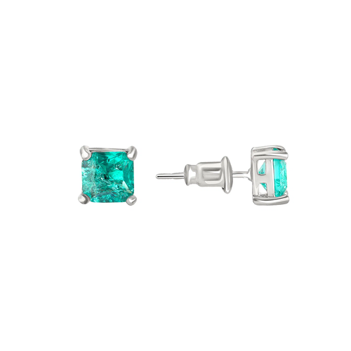 Серьги пусеты Blucome, циркон, зеленый