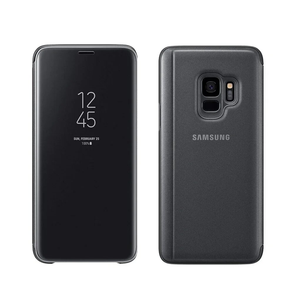 Оригинальный прозрачный чехол-подставка (EF-ZG960) для Samsung Galaxy S9 Smart View с откидным зеркалом и подставкой для телефона, Black, Для Galaxy S9