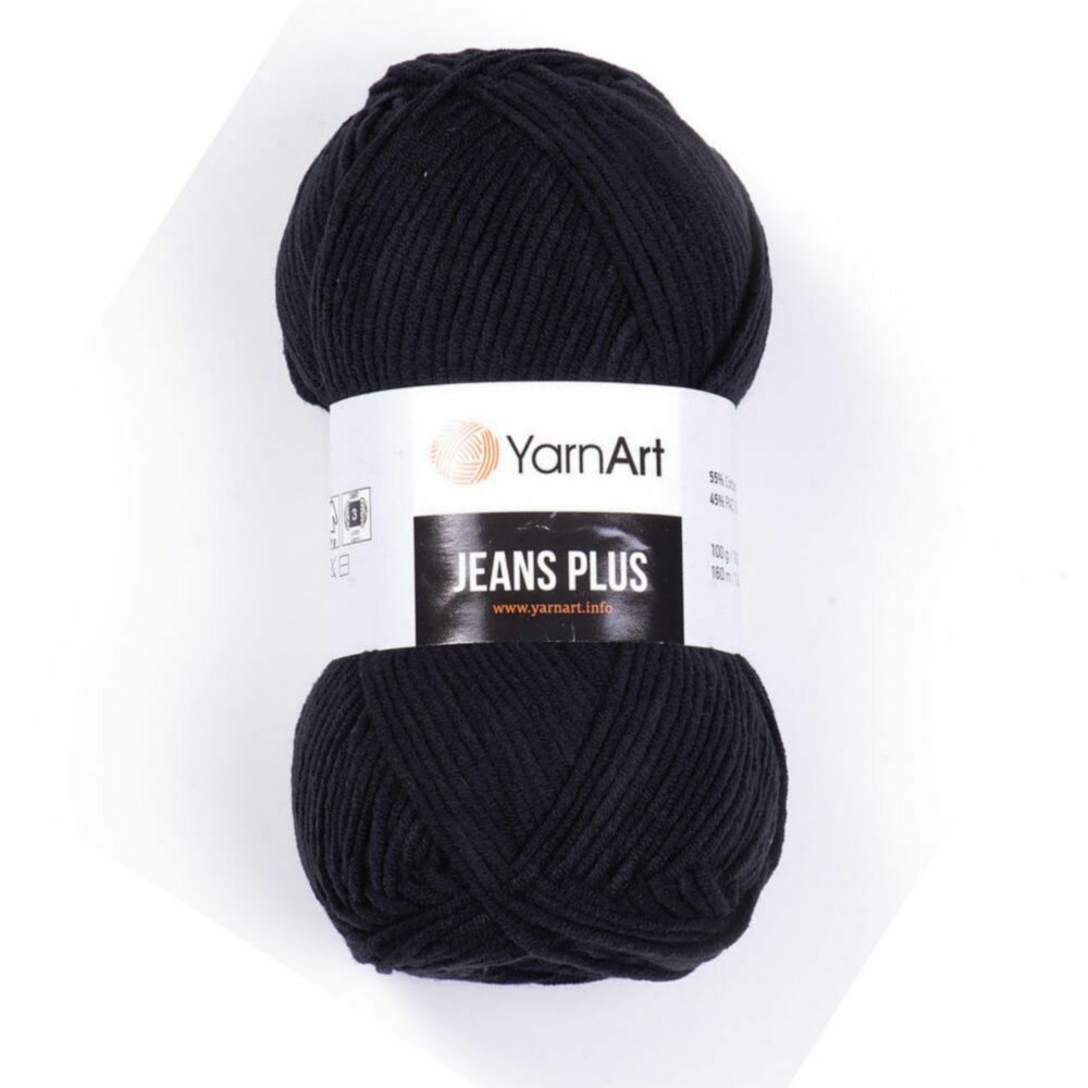 Пряжа для вязания YarnArt Jeans plus 53 черный 100 гр/160 м 55% хлопок, 45% полиакрил