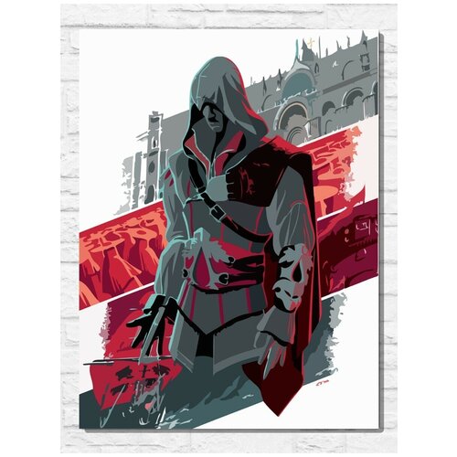 Картина по номерам на холсте игра Assassins Creed (Альтаир, Эцио) - 9186 В 30x40