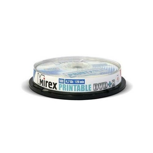 Диск DVD+R Mirex 4.7 Gb, 16x, Cake Box (10), Ink Printable (10/300) диск dvd r mirex 4 7 gb 16x cake box 10 ink printable 10 300