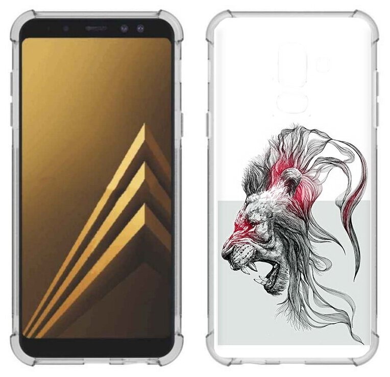 Чехол задняя-панель-накладка-бампер MyPads разъяренный лев для Samsung Galaxy A6+ Plus SM-A605F противоударный